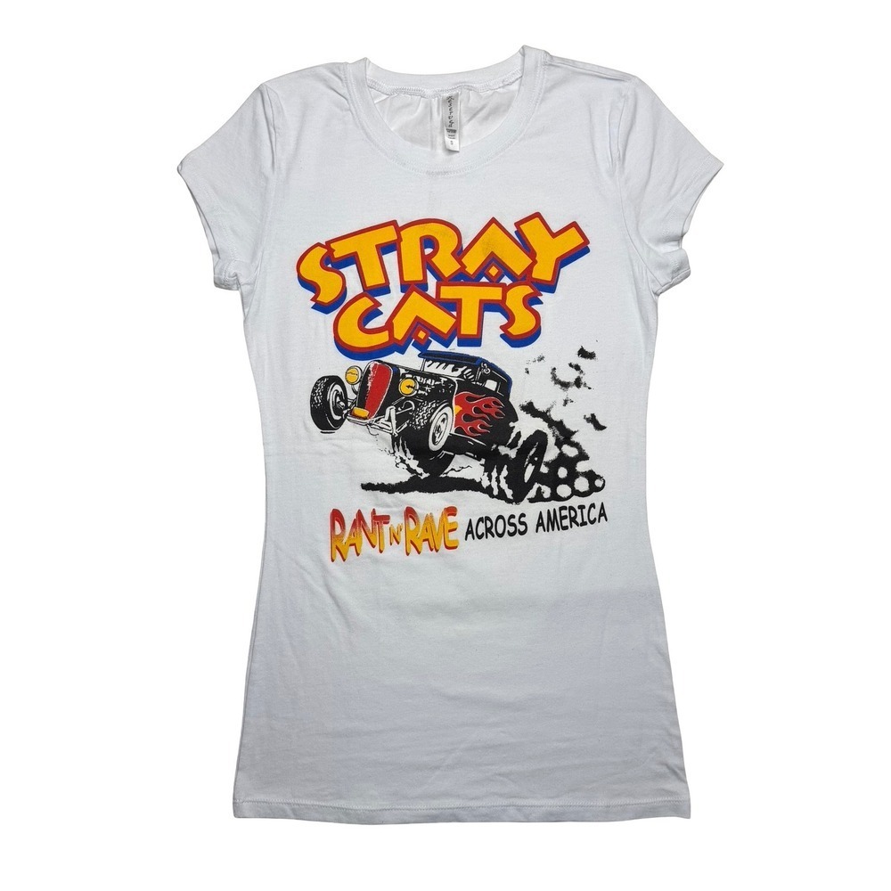 Women's Stray Cats x Rant n Rave Across America rock music retro top shirt SMALL